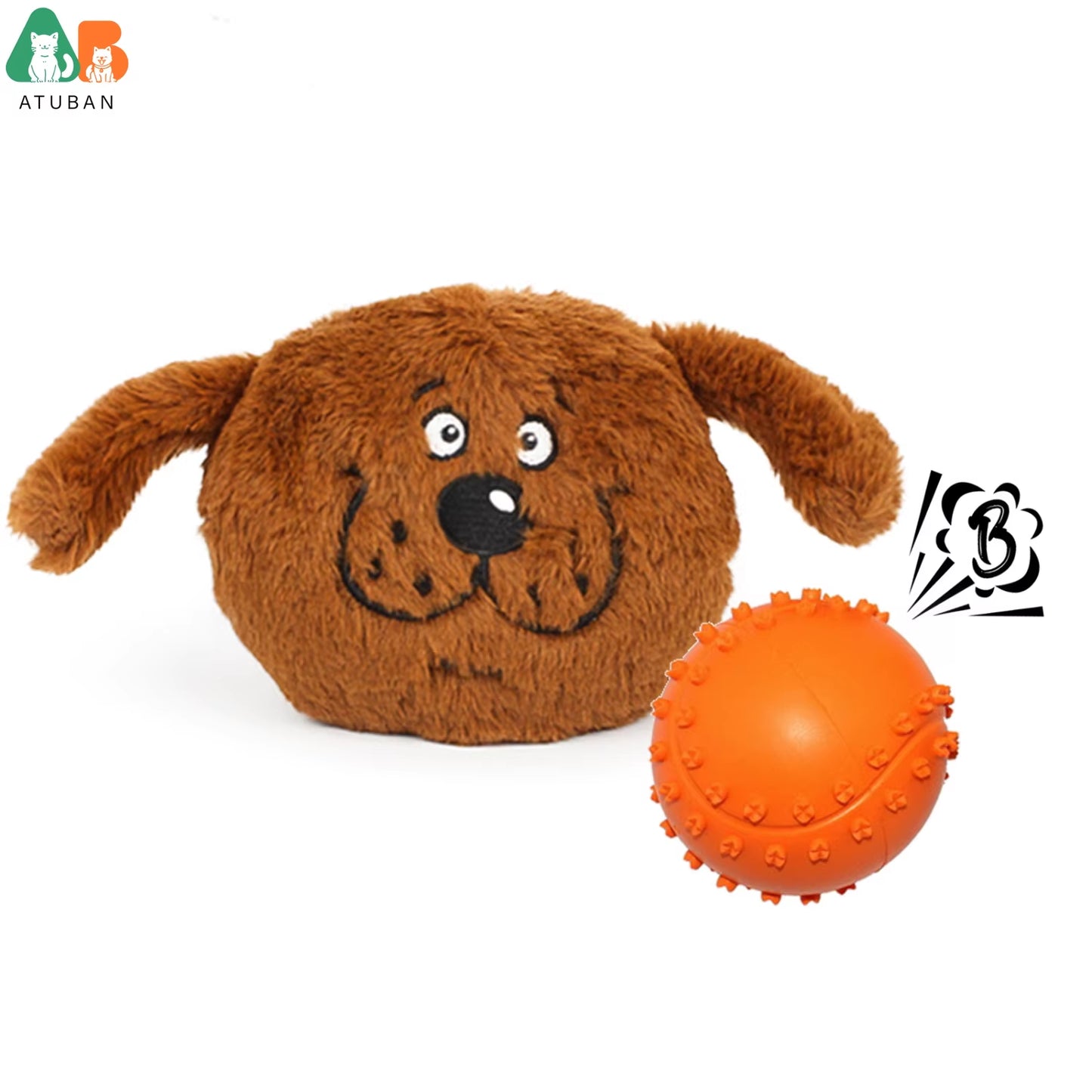 Dog Interactive Toys 2In1 Dog Plush Squeaky Small Balls Pet Toys Halloween Xmas for Small Medium Large Dogs,Blue Monster