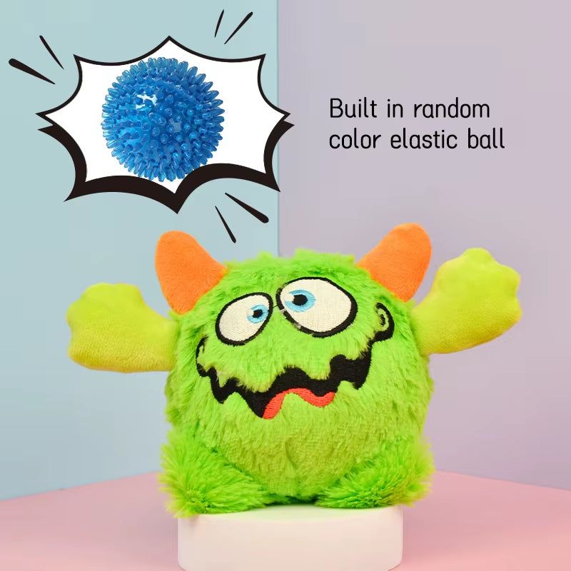 1 Pcs Active Moving Dog Plush Squeaky Small Balls Enjoying Dog Interactive Toys 2-In-1 Designer Pet Gift for Halloween