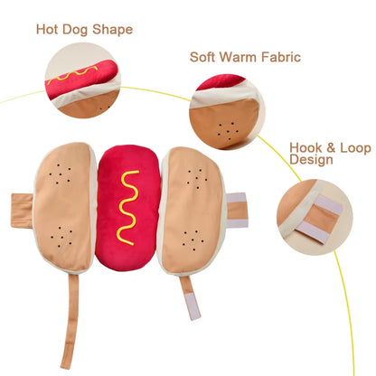 Funny Pet Cat Costume Halloween Clothes for Small Medium Dogs Cats Hot Dog Shaped Cute Puppy Kitten Dress up Apparel Party Gifts